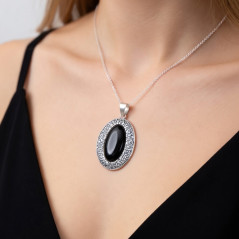 Zawieszka srebrna  czarny onyx