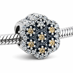 Charms kwiatek pomarańczowa cyrkonia