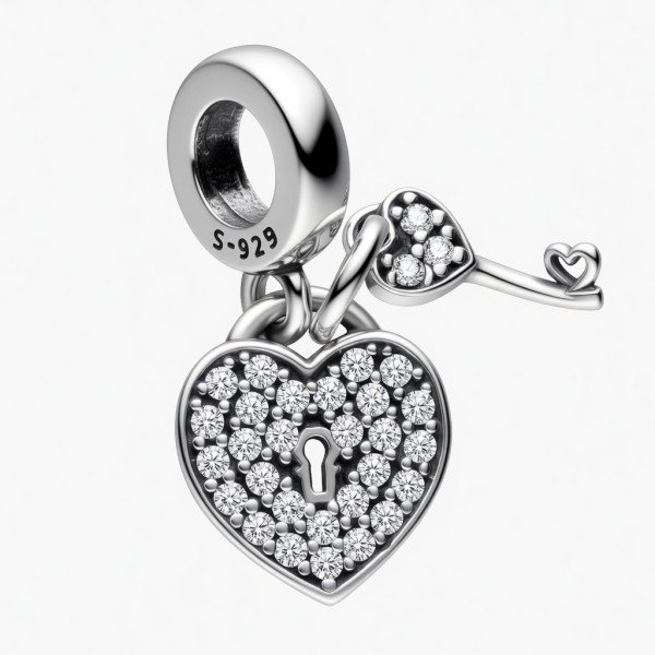 Charms serce z kluczem