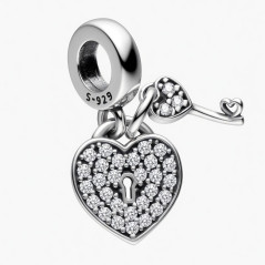 Charms serce z kluczem