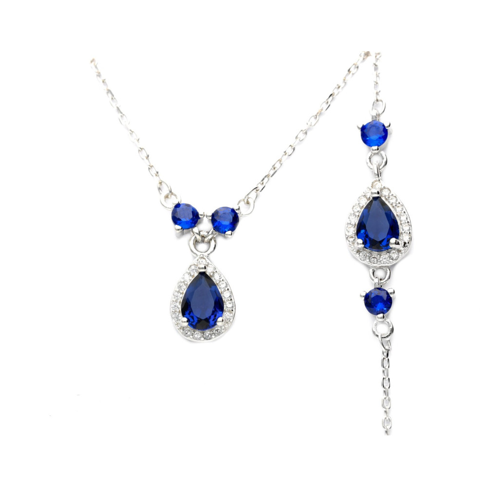 Komplety biżuterii niebiesko - biała łezka