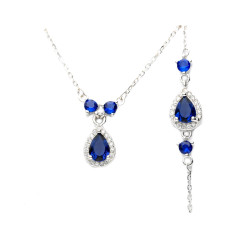 Komplety biżuterii niebiesko - biała łezka